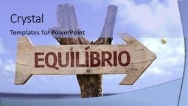  Presentation with balance - Amazing presentation theme having eternal destiny - equilibrio in portuguese balance wooden backdrop and a light blue colored foreground