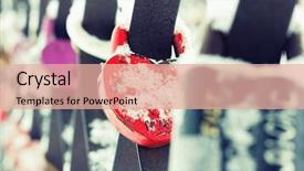  Presentation with love heart - Audience pleasing slides consisting of eternal destiny - heart shaped love padlocks closeup backdrop and a coral colored foreground