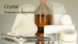  Presentation with bandaging - Theme enhanced with ethanol - first aid kit for bandaging background and a mint green colored foreground