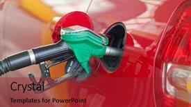  Presentation with fuel station - Slide set featuring ethanol - red car at gas station background and a crimson colored foreground