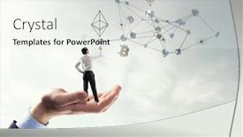  Presentation with crypto - Beautiful PPT layouts featuring ethereum-crypto-currency-sign-mixed backdrop and a sky blue colored foreground