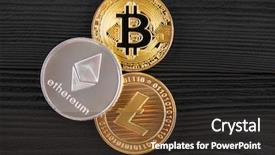  Presentation with money bitcoin - Cool new presentation theme with ethereum symbol on wood background backdrop and a dark gray colored foreground