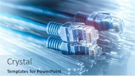  Presentation with internet communication - PPT theme featuring ethernet-cable-lan-internet-wire background and a light blue colored foreground