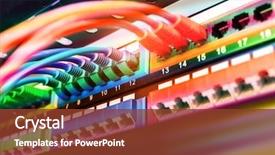  Presentation with network cable - Cool new slide set with ethernet cable on network switches backdrop and a tawny brown colored foreground