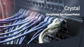  Presentation with network cable - Beautiful presentation design featuring ethernet cable on network switches backdrop and a  colored foreground