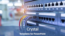  Presentation with switches - Amazing PPT theme having ethernet cable on network switches backdrop and a ocean colored foreground