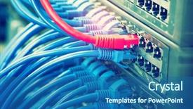  Presentation with ethernet - Cool new slide set with ethernet cables connected to internet backdrop and a ocean colored foreground