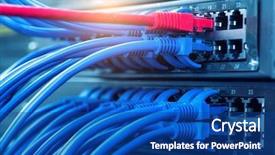  Presentation with ethernet - Amazing PPT theme having ethernet cables connected to internet backdrop and a ocean colored foreground