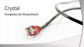  Presentation with ethernet - Presentation theme enhanced with cord blue - ethernet rj45 cable isolated background and a white colored foreground