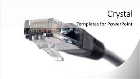  Presentation with network cable - Beautiful presentation theme featuring network cable isolated on white backdrop and a white colored foreground