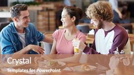  Presentation with multi ethnic group - Colorful slide deck enhanced with ethic groups - multi-ethnic group of cheerful friends backdrop and a coral colored foreground