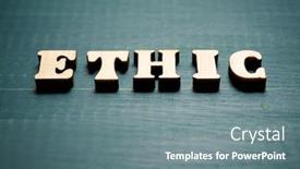  Presentation with wood - PPT layouts with ethic-word-on-a-wood background and a gray colored foreground