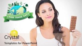  Presentation with white chocolate - Amazing presentation theme having ethical decisions - pretty brunette deciding between apple backdrop and a lemonade colored foreground