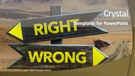  Presentation with desert - Cool new presentation theme with ethical decisions - right - wrong crossroad backdrop and a gray colored foreground