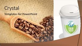  Presentation with fair trade - PPT layouts consisting of ethical issues - fair trade graphic against wooden background and a coral colored foreground