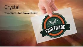  Presentation with sunrise on mountain - Slide deck having ethical issues - hand showing card against sunrise background and a coral colored foreground