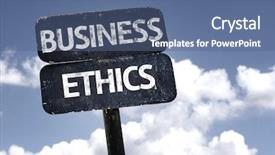  Presentation with business ethics - Amazing presentation theme having ethical leadership - business ethics sign with clouds backdrop and a ocean colored foreground