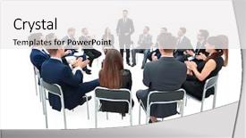  Presentation with business ethics - Slide deck with ethical leadership - successful business team background and a white colored foreground