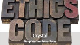  Presentation with ethics - Theme featuring ethics code - isolated words background and a gray colored foreground