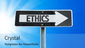  Presentation with ethics - Beautiful slide set featuring ethics direction sign backdrop and a light blue colored foreground