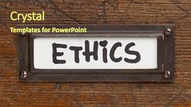  Presentation with ethics - Audience pleasing slide set consisting of ethical dilemma - ethics tag - file cabinet backdrop and a tawny brown colored foreground