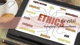  Presentation with ethics - Presentation enhanced with ethics word cloud or mind background and a coral colored foreground