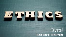  Presentation with ethics - Slide deck consisting of ethics-word-on-a-wood background and a gray colored foreground