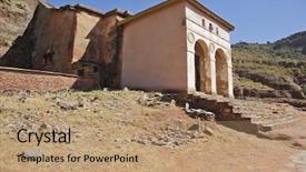  Presentation with christian church - Amazing PPT theme having ethiopian culture - abreha atsbeha christian church backdrop and a coral colored foreground