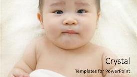  Presentation with bed - Presentation theme having ethnic babies - asian baby boy lying background and a lemonade colored foreground