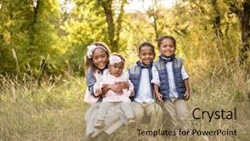  Presentation with african american children - Presentation theme featuring ethnic babies - beautiful african american children portrait background and a coral colored foreground