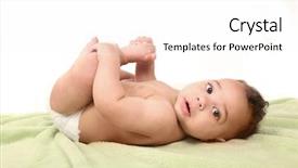  Presentation with cute baby - PPT layouts having ethnic babies - cute baby holding his toes background and a white colored foreground