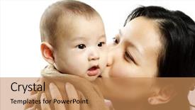  Presentation with ethnic - Audience pleasing slides consisting of ethnic babies - mother kissing her cute baby backdrop and a coral colored foreground
