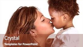  Presentation with mother love - Slide deck featuring ethnic babies - portrait of cheerful mother kissing background and a tawny brown colored foreground