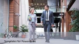  Presentation with ethnic group - Slides enhanced with ethnic business people group walking background and a light gray colored foreground