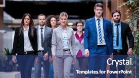  Presentation with ethnic group - Colorful slides enhanced with ethnic business people group walking backdrop and a  colored foreground