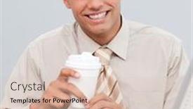  Presentation with ethnic - Beautiful PPT layouts featuring ethnic businessman drinking coffee in the office backdrop and a lemonade colored foreground