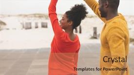  Presentation with pavement - Cool new presentation theme with ethnic couple dancing on pavement backdrop and a coral colored foreground