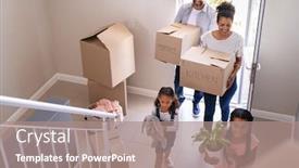  Presentation with family children - Beautiful slides featuring ethnic-family-with-two-children backdrop and a coral colored foreground