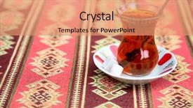  Presentation with arabic food - Audience pleasing presentation theme consisting of ethnic food - turkish tea in traditional glass backdrop and a coral colored foreground