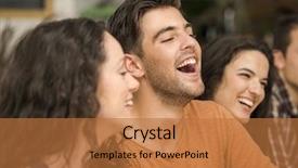  Presentation with multi ethnic group - Slide set featuring ethnic group of happy friends background and a coral colored foreground