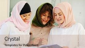  Presentation with multi ethnic group - PPT theme having ethnic group of teenage students background and a coral colored foreground