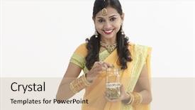  Presentation with indian traditional - Cool new presentation with ethnic malaysia background - indian woman in glamorous traditional backdrop and a soft green colored foreground