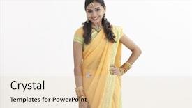  Presentation with ethnic malaysia - Presentation theme with ethnic malaysia background - portrait of a indian woman background and a lemonade colored foreground
