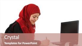  Presentation with ethnic minority - Audience pleasing PPT layouts consisting of ethnic minority - young woman in an office backdrop and a coral colored foreground