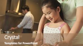  Presentation with dinner - Cool new PPT layouts with ethnic parent child - family preparing dinner backdrop and a coral colored foreground
