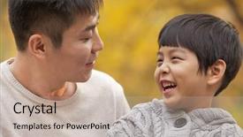  Presentation with catholic father son hoyly spirit - PPT layouts with ethnic parent child - father and son laughing background and a mint green colored foreground