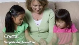  Presentation with german shepherd two young puppys - PPT theme having ethnic parent child - two young girl learns background and a  colored foreground