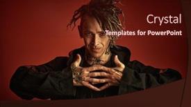  Presentation with black culture - PPT theme consisting of ethnic-rock-and-punk-culture background and a wine colored foreground