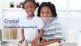  Presentation with biscuit - PPT theme having ethnic siblings making biscuits background and a sky blue colored foreground