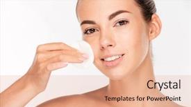  Presentation with skin care for men and women - PPT theme enhanced with ethnic skincare - skin care woman removing face background and a coral colored foreground